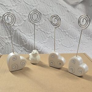 Heart-Shaped Silver and White Photo Holders